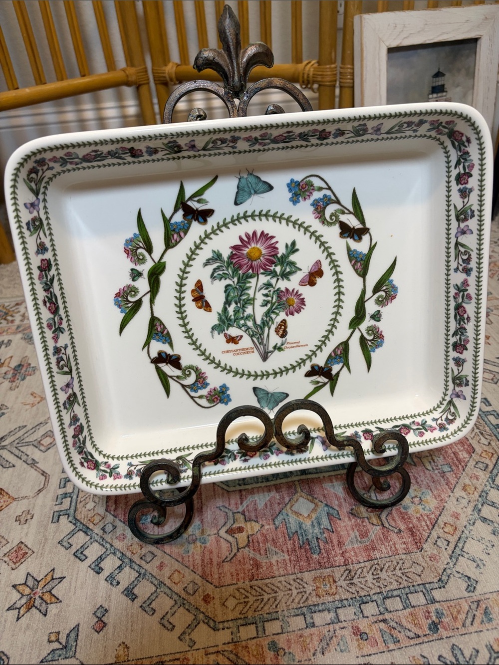 Portmeirion White Platter with butterfly’s and flowers Made in Britain